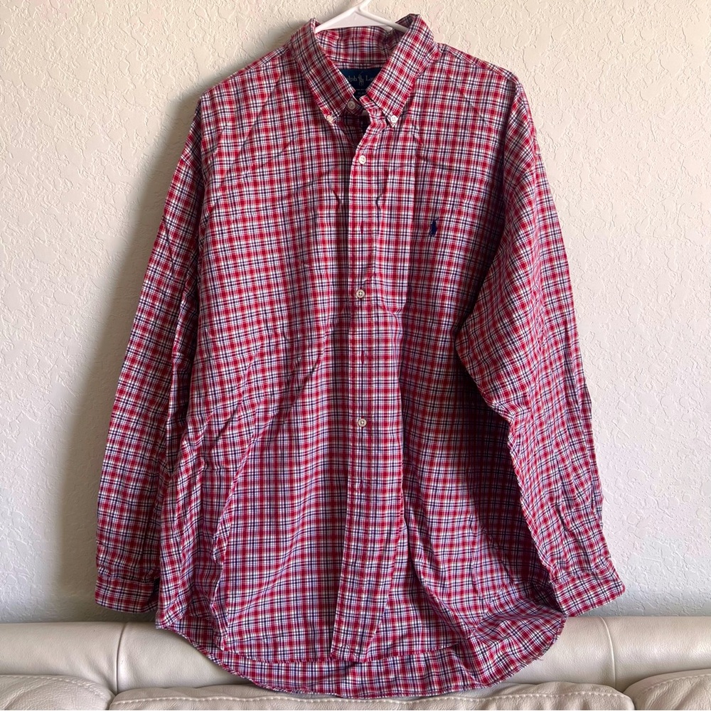 Polo by Ralph Lauren “Blake” Red Plaid Men's Shirt Long Sleeve 100% Cotton XXL